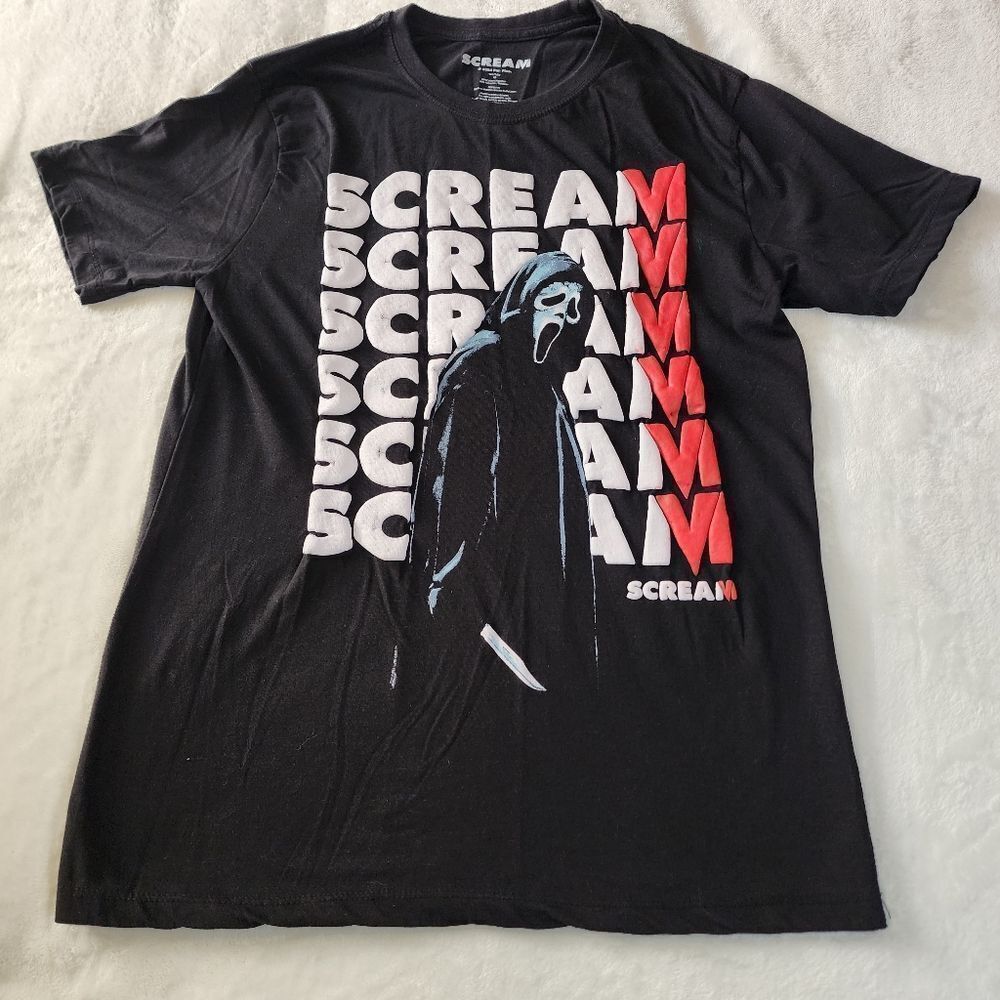 Scream Ghost Face Black Tshirt With Puffy Graphics Size Medium
